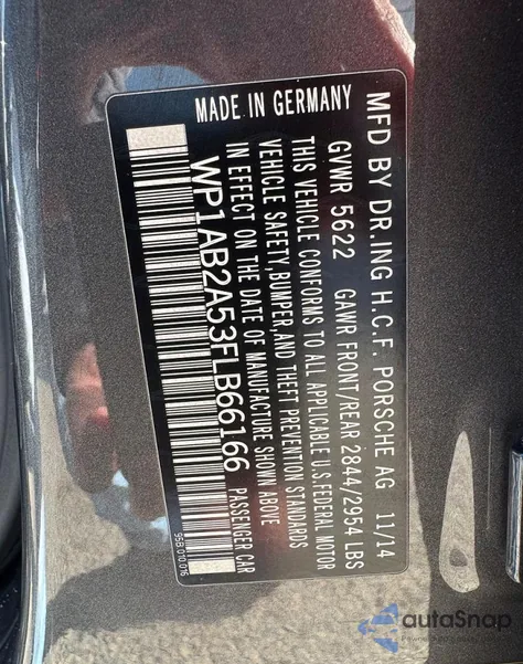 2015 Porsche Macan S from USA, damaged, VIN WP1AB2A53FLB66166